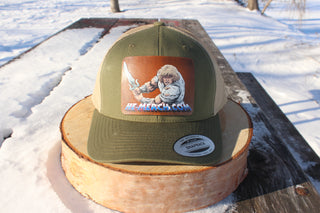 Hat with leather veg tan colorful patch