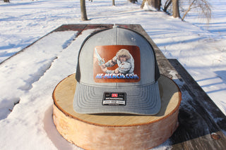 Hat with leather veg tan colorful patch